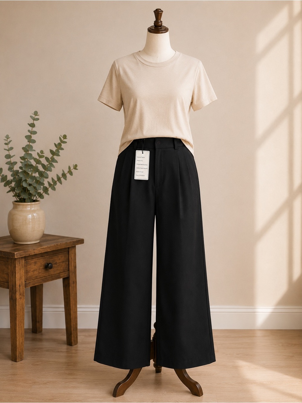 NWT HAVE Black High Rise Wide Leg Dress Pants Women's Small Office Quiet Luxury